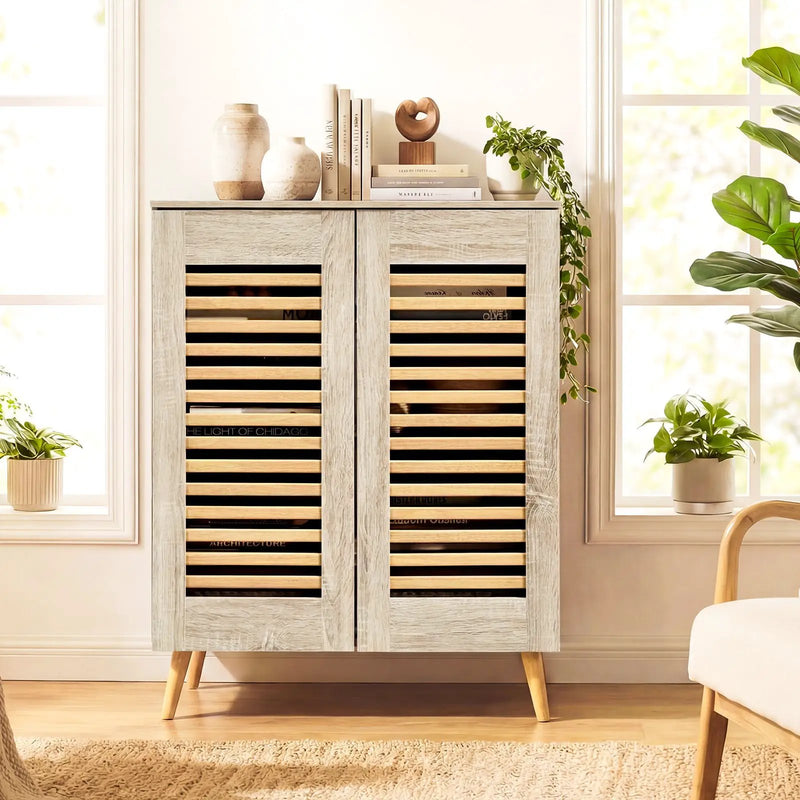 Shoe Cabinet with Louvered Doors and Removable Shelves by DirectDeals