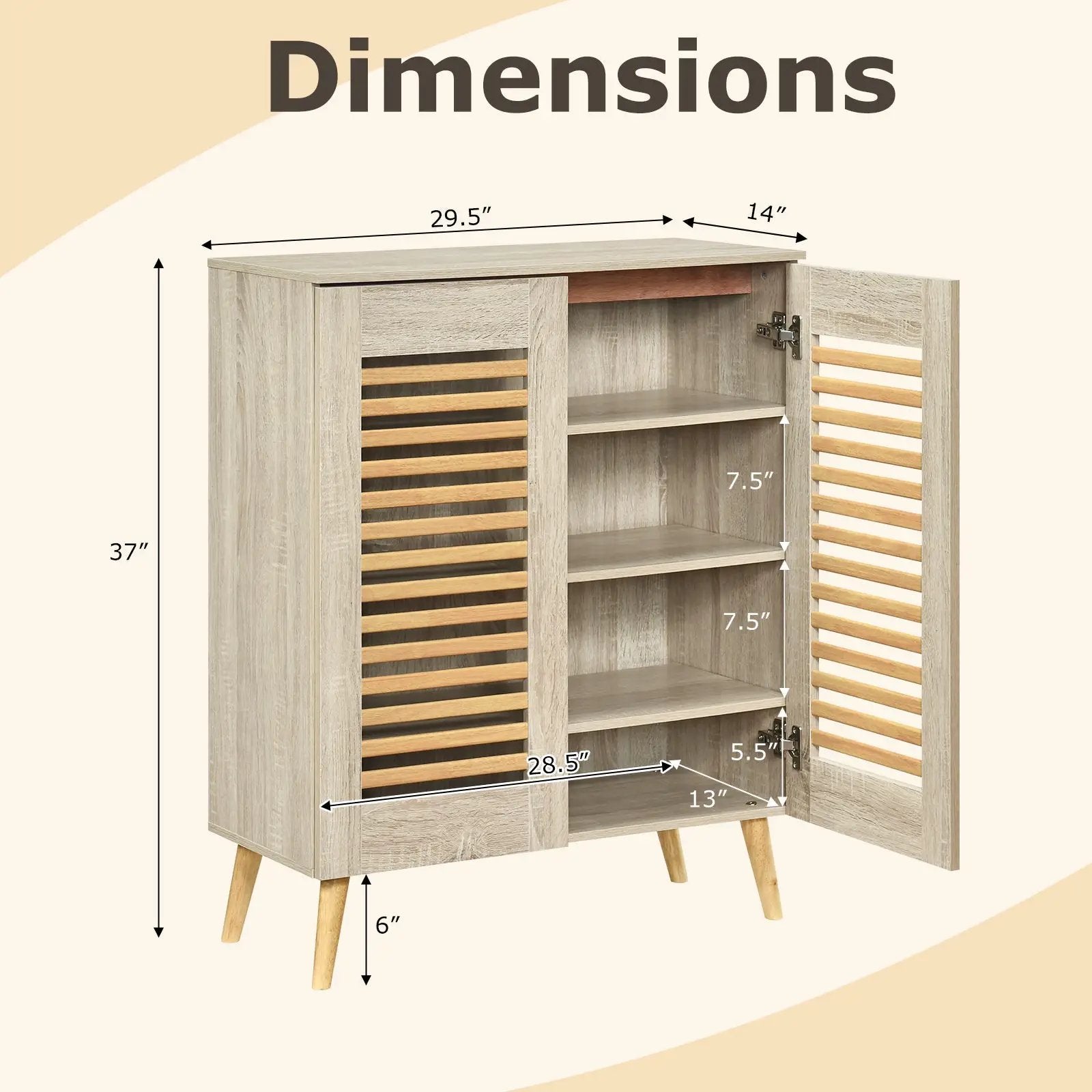 Shoe Cabinet with Louvered Doors and Removable Shelves by DirectDeals