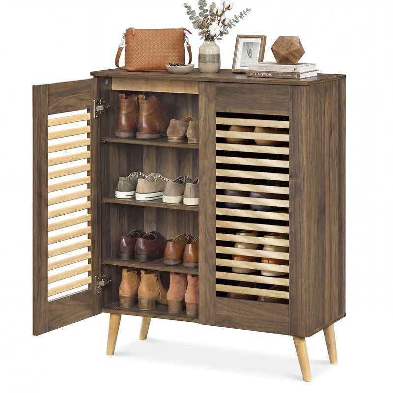 Shoe Cabinet with Louvered Doors and Removable Shelves by DirectDeals