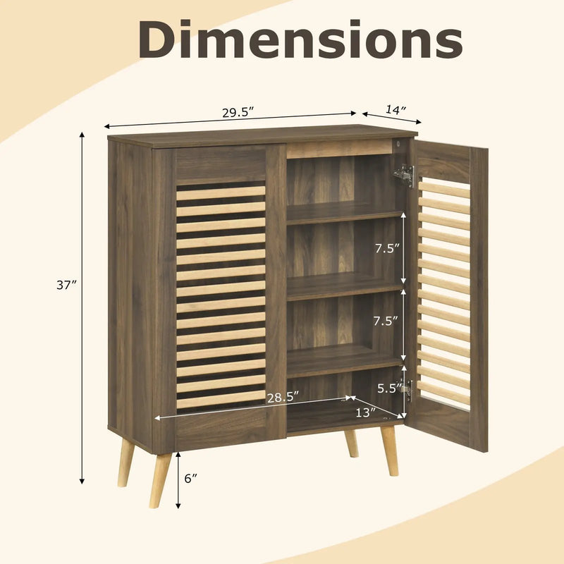 Shoe Cabinet with Louvered Doors and Removable Shelves by DirectDeals