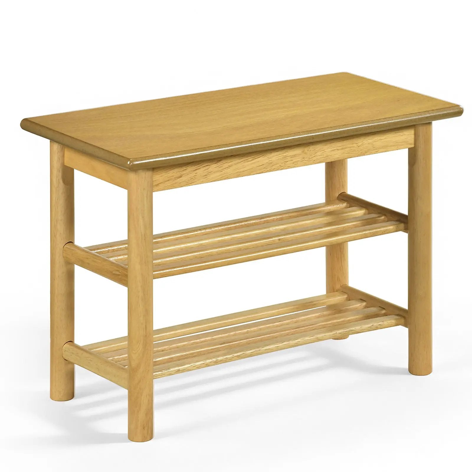 Shoe Rack Bench 3-Tier Rubberwood Shoe Changing Bench-Natrual by DirectDeals