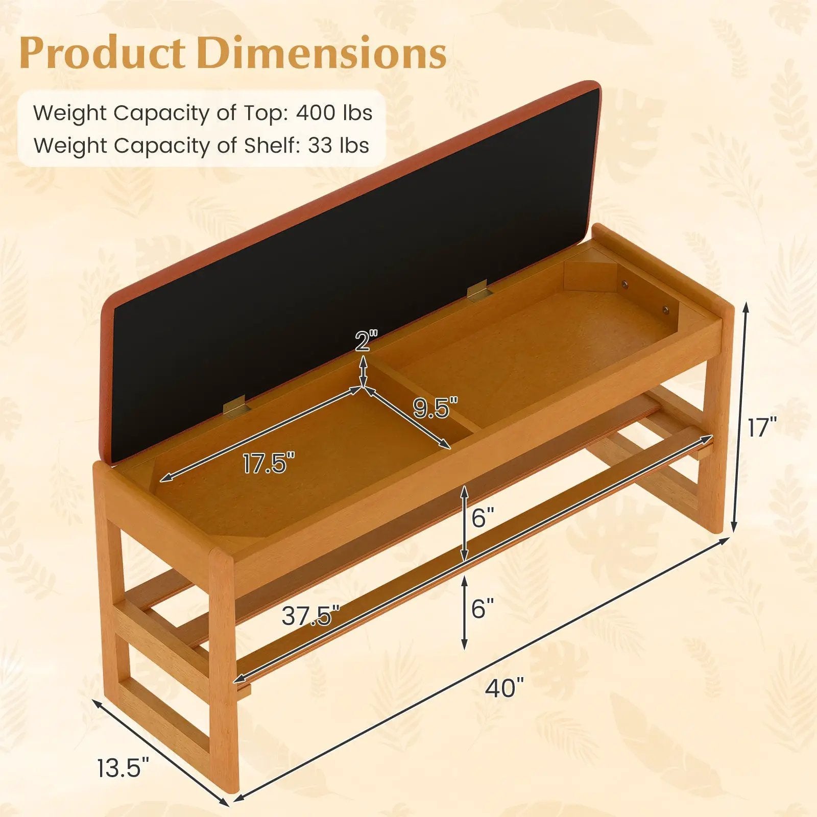 Shoe Rack Bench with Storage 2-Tier Rubberwood Entryway Bench with Flip-Open Storage by DirectDeals