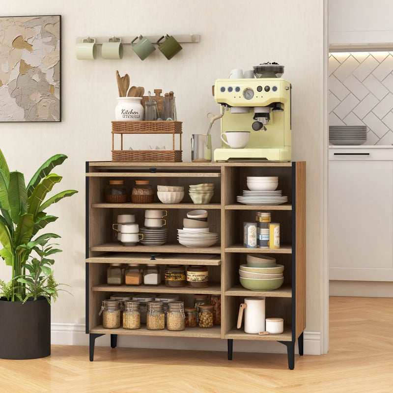 Shoe Rack Organizer with Flip-up See-through Doors and Adjustable Shelves-Oak by DirectDeals