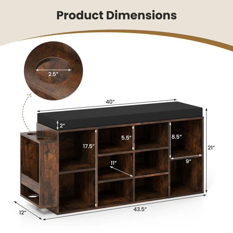 Shoe Storage Bench with Umbrella Stand 10-Cubby Entryway Shoe Rack Organizer by DirectDeals
