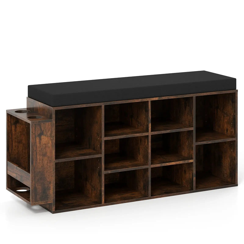 Shoe Storage Bench with Umbrella Stand 10-Cubby Entryway Shoe Rack Organizer by DirectDeals