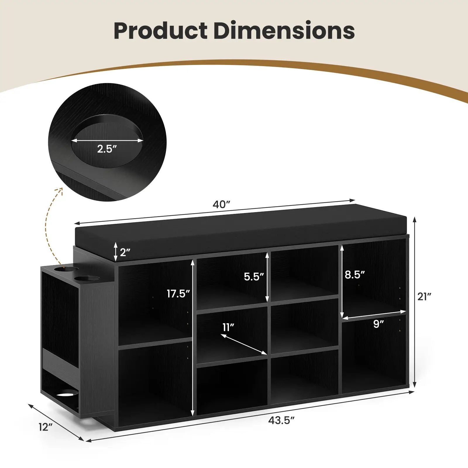 Shoe Storage Bench with Umbrella Stand 10-Cubby Entryway Shoe Rack Organizer by DirectDeals