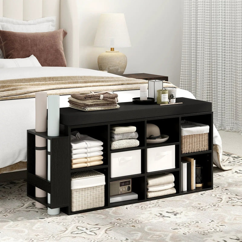 Shoe Storage Bench with Umbrella Stand 10-Cubby Entryway Shoe Rack Organizer by DirectDeals