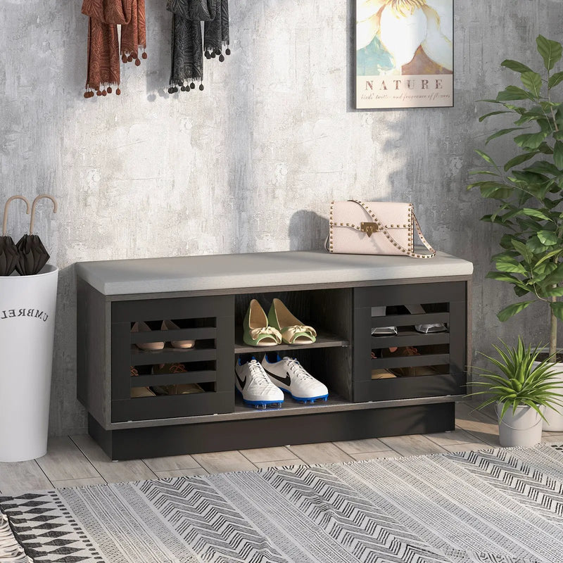 Shoe Bench with 6 Storage Compartments and 3 Adjustable Shelves by DirectDeals