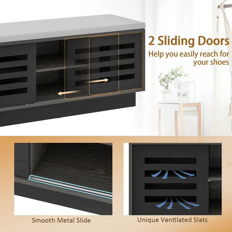 Shoe Bench with 6 Storage Compartments and 3 Adjustable Shelves by DirectDeals