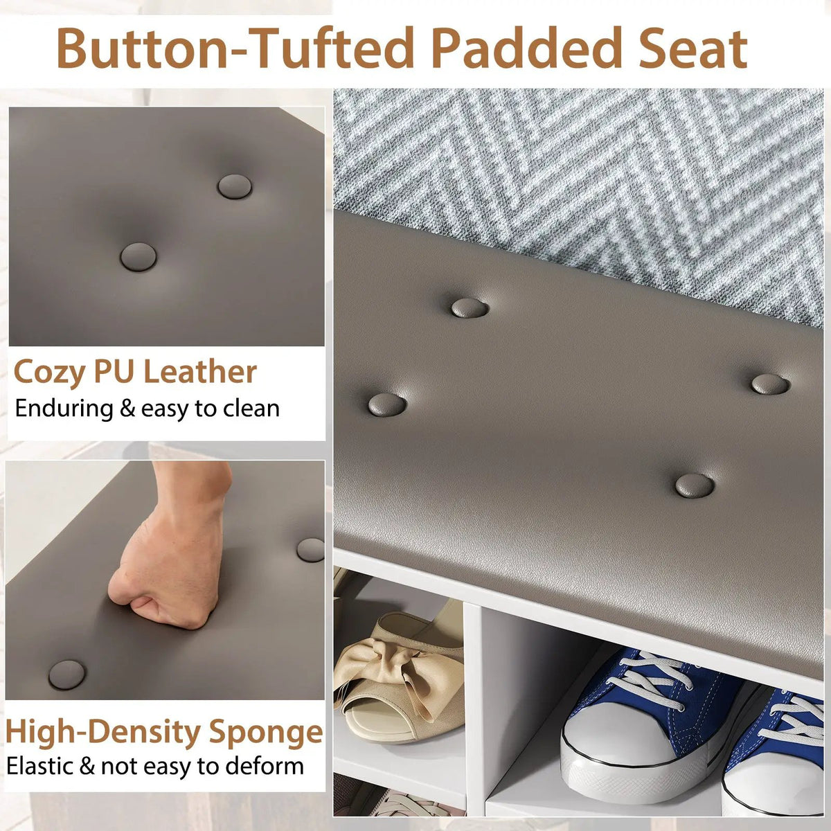Shoe Storage Bench with Umbrella Stand and Adjustable Shelf, photo 8 of 9