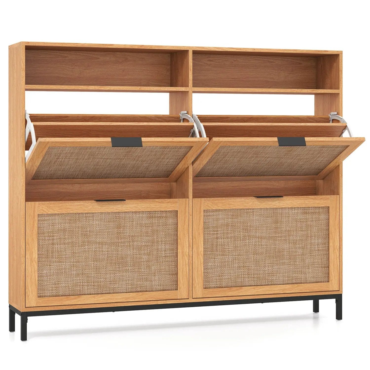 Shoe Storage Cabinet with 4 Flip Drawers Narrow Freestanding Shoe Organizer with Adjustable Shelves by DirectDeals