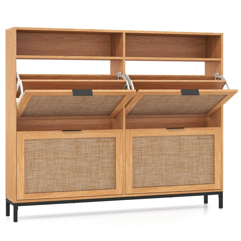 Shoe Storage Cabinet with 4 Flip Drawers Narrow Freestanding Shoe Organizer with Adjustable Shelves by DirectDeals