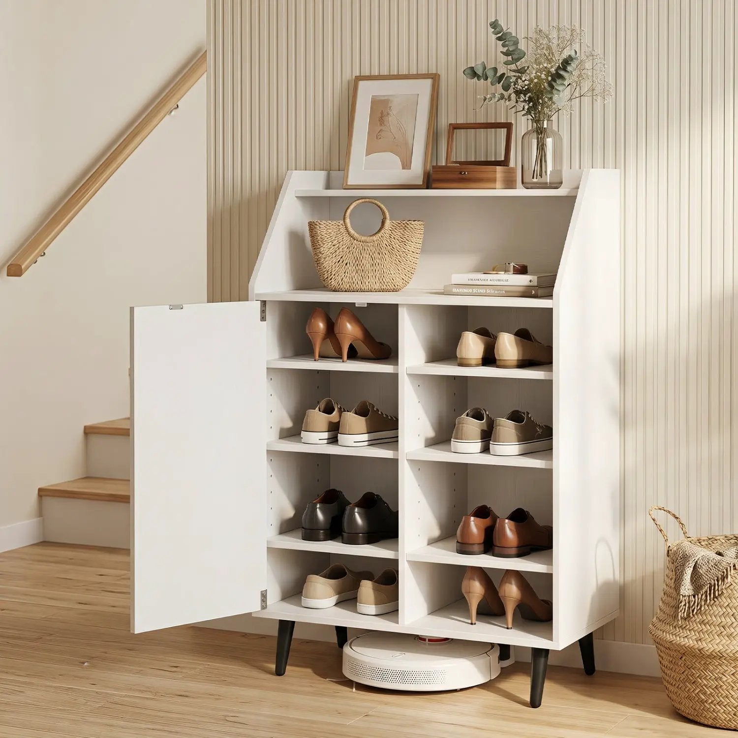 Shoe Storage Cabinet with Adjustable Shelves - White by DirectDeals