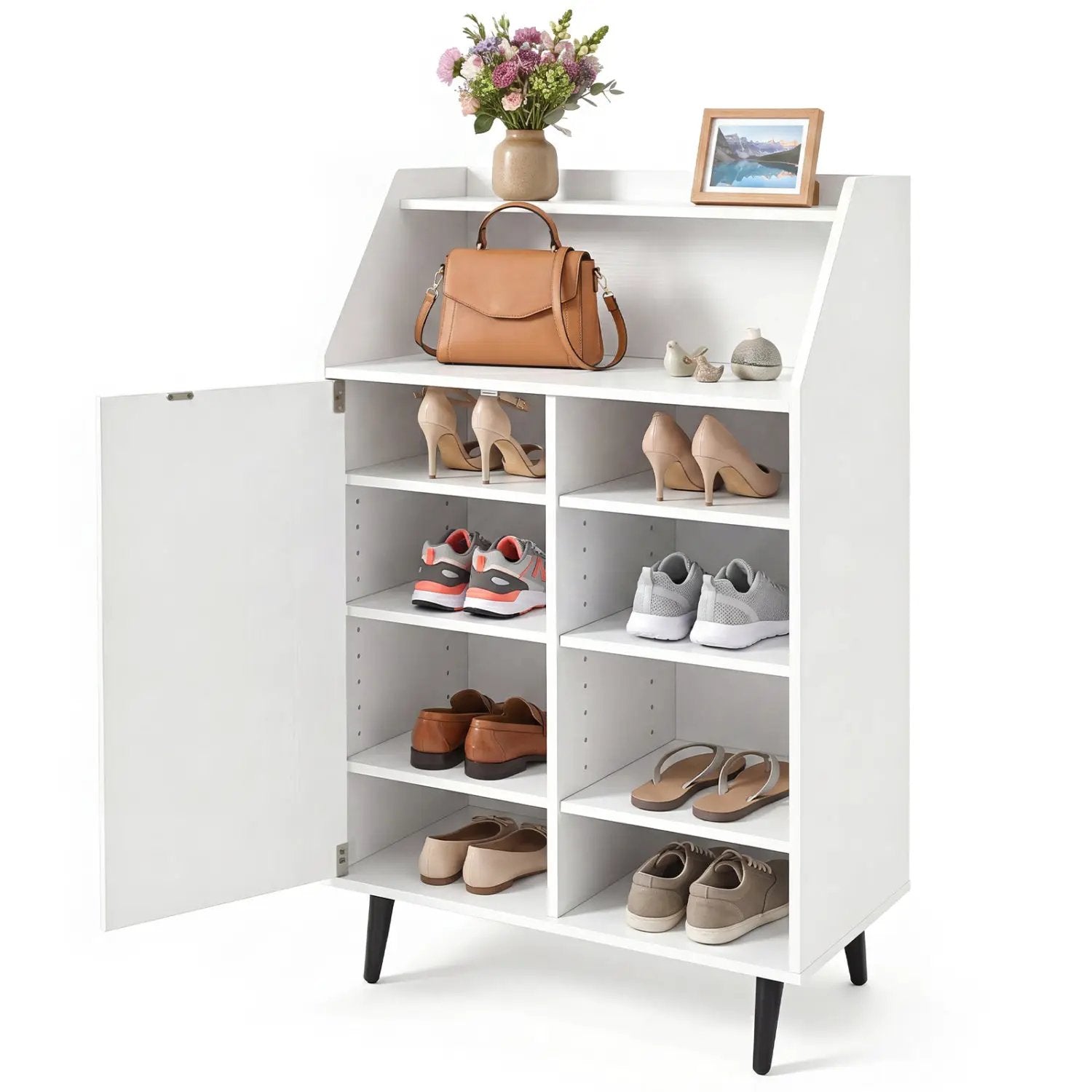 Shoe Storage Cabinet with Adjustable Shelves - White by DirectDeals