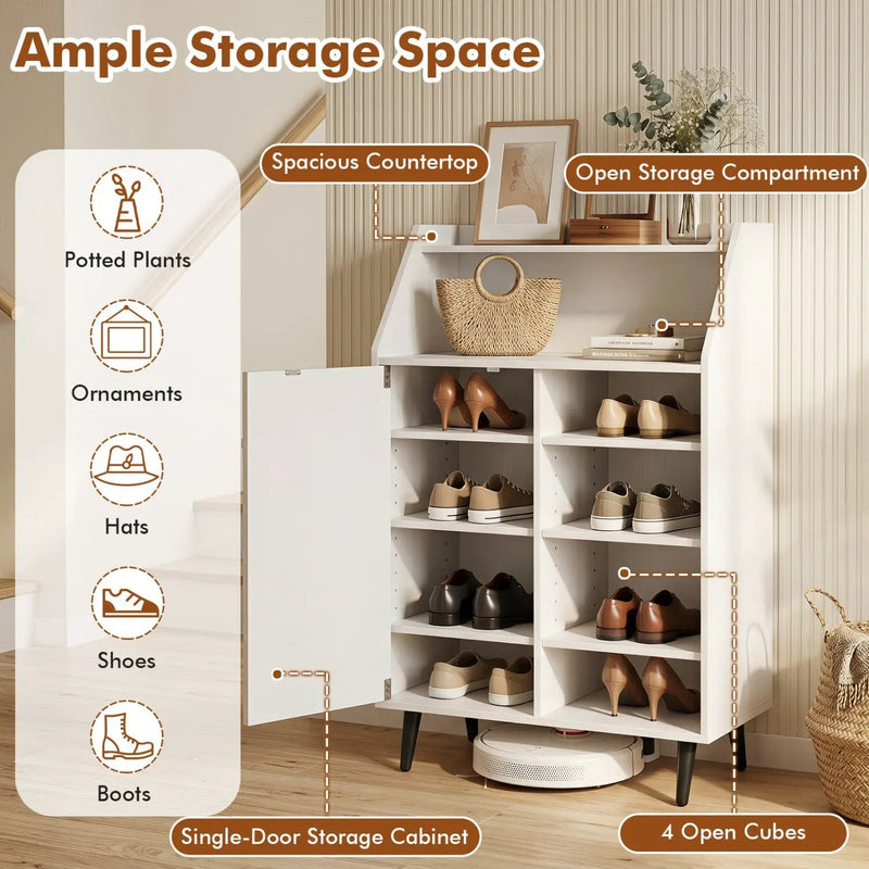 Shoe Storage Cabinet with Adjustable Shelves - White by DirectDeals