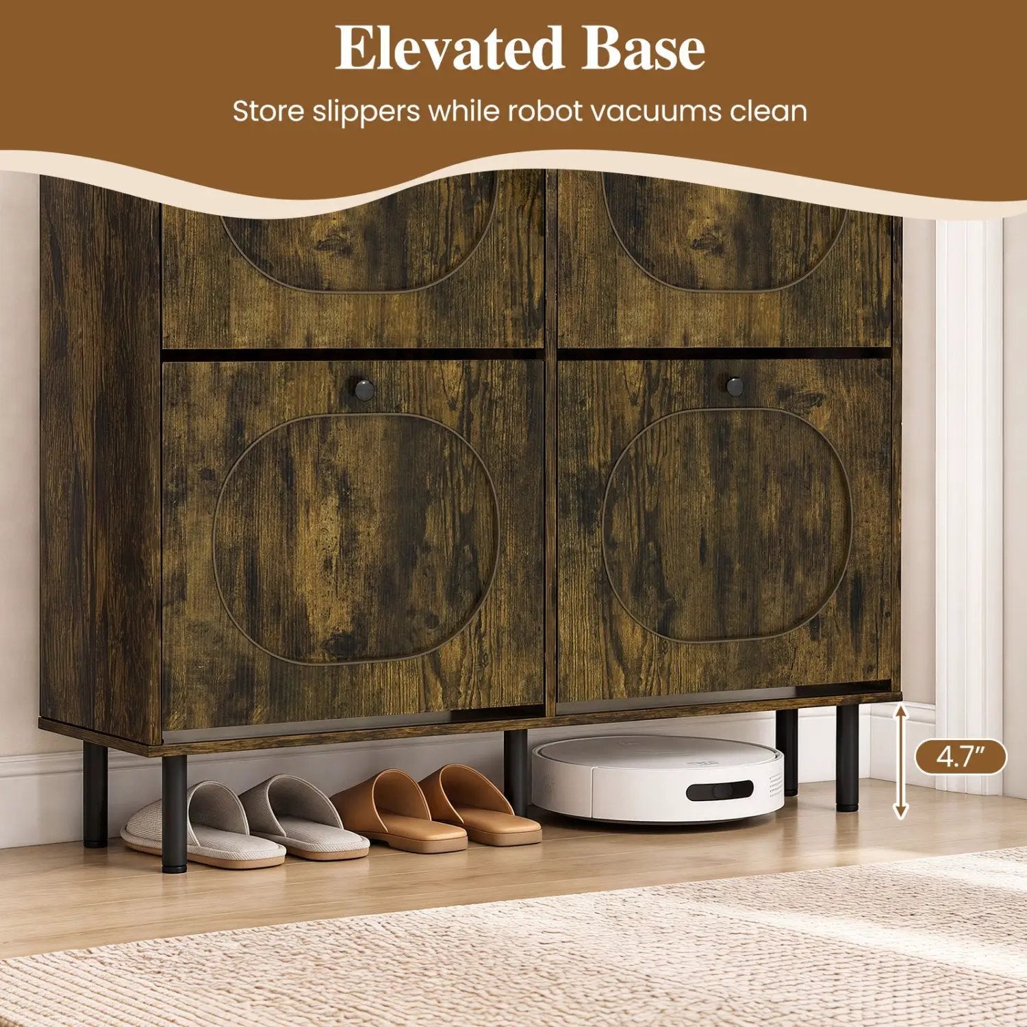 Shoe Storage Cabinet with 4 Flip Drawers - Rustic Brown by DirectDeals
