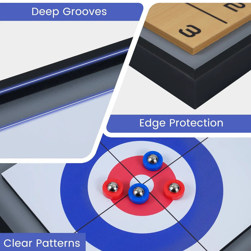 Shuffleboard and Curling 2 in 1 Board Game Portable 2-Sided Tabletop Shuffle Board Game by DirectDeals
