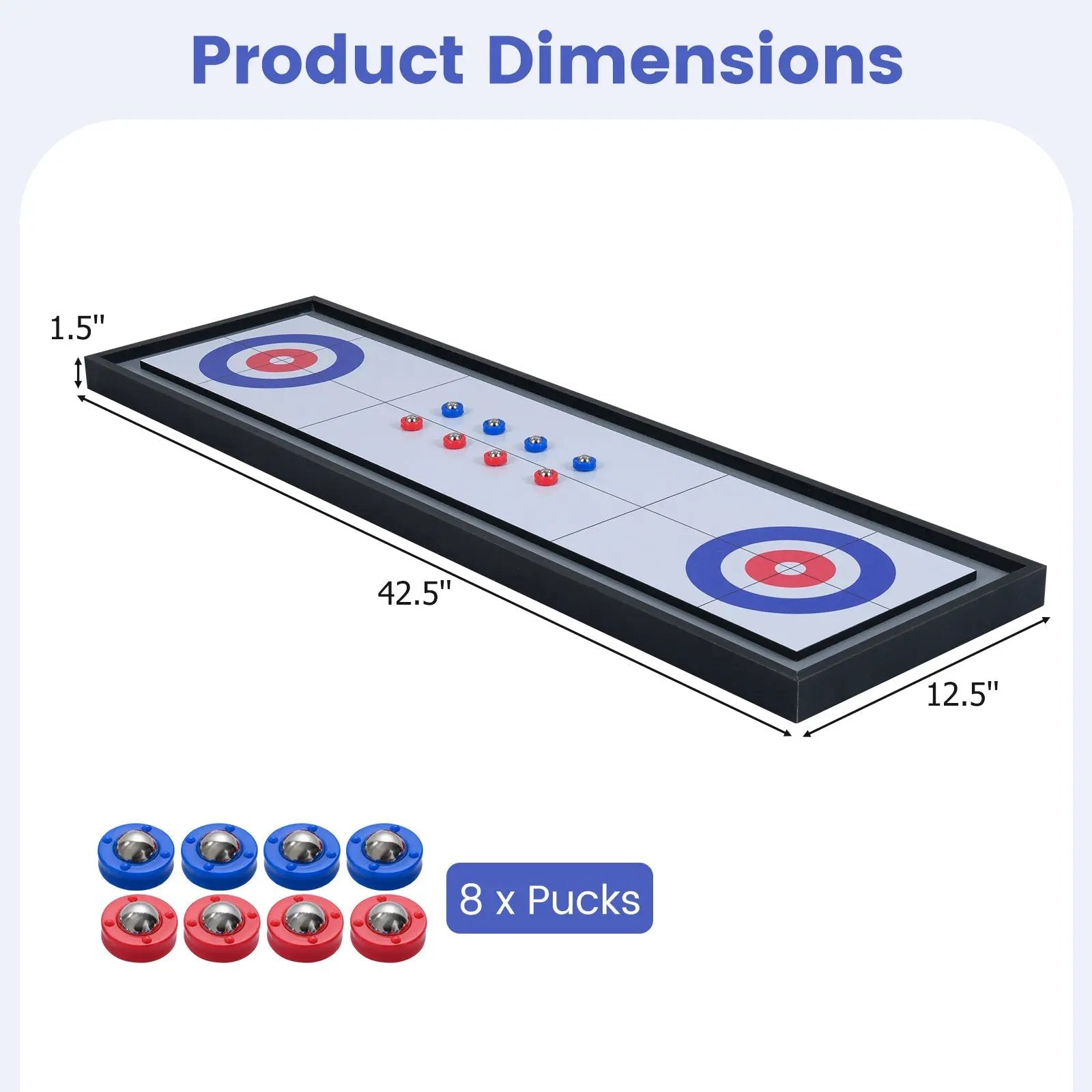 Shuffleboard and Curling 2 in 1 Board Game Portable 2-Sided Tabletop Shuffle Board Game by DirectDeals