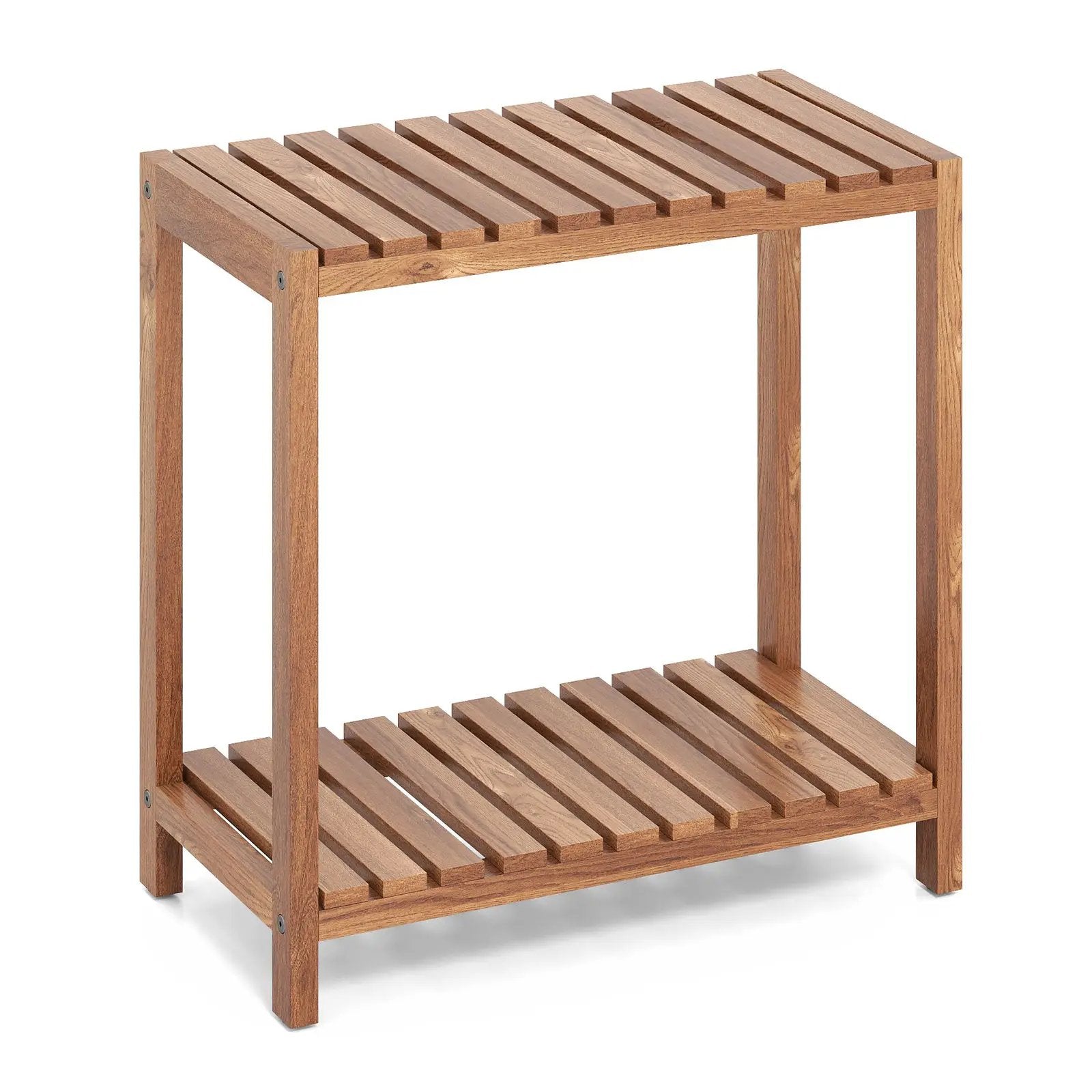 2/3-Tier Side Table Teak Wood Stand Utility Storage Shelf-3 by DirectDeals