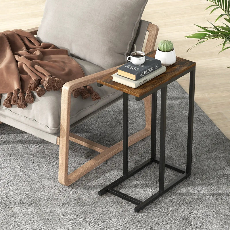 C-shaped Side Table with Heavy-duty Metal Frame by DirectDeals