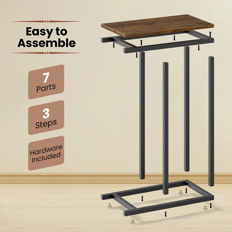 C-shaped Side Table with Heavy-duty Metal Frame by DirectDeals