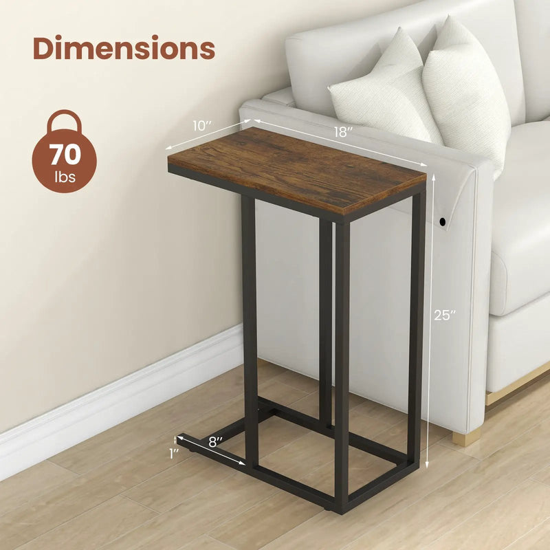 C-shaped Side Table with Heavy-duty Metal Frame by DirectDeals