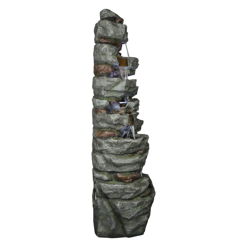 Resin Cliffside Rock Large Outdoor Water Fountain with LED, photo 5 of 7