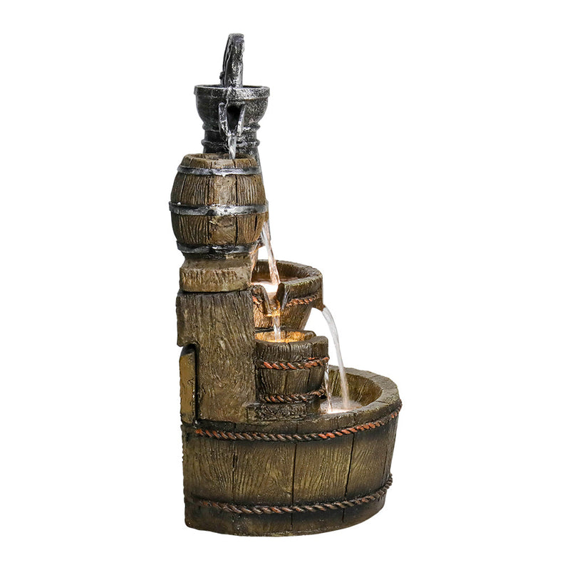 Resin Broken Barrel Rustic Outdoor Fountain 25 Inch LED, photo 3 of 7