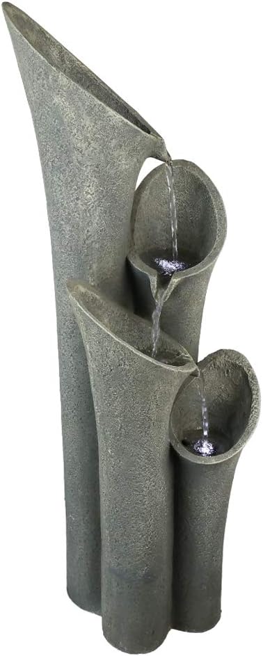 Concrete Trumpet Flower Outdoor Fountain 33 Inch, side view