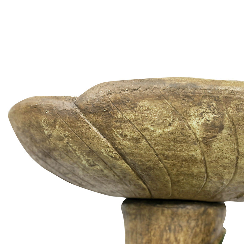 Concrete Rustic Bird Bath Carved Trunk 24 Inch, side view