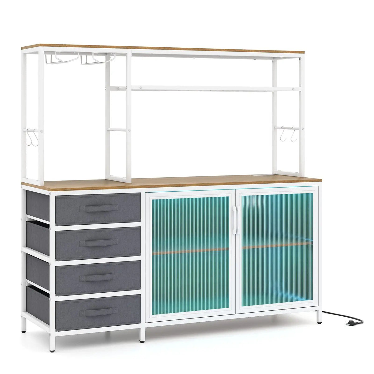 Sideboard Buffet Cabinet with LED Lights 55 inch Coffee Table with Power Outlets, photo 8 of 16