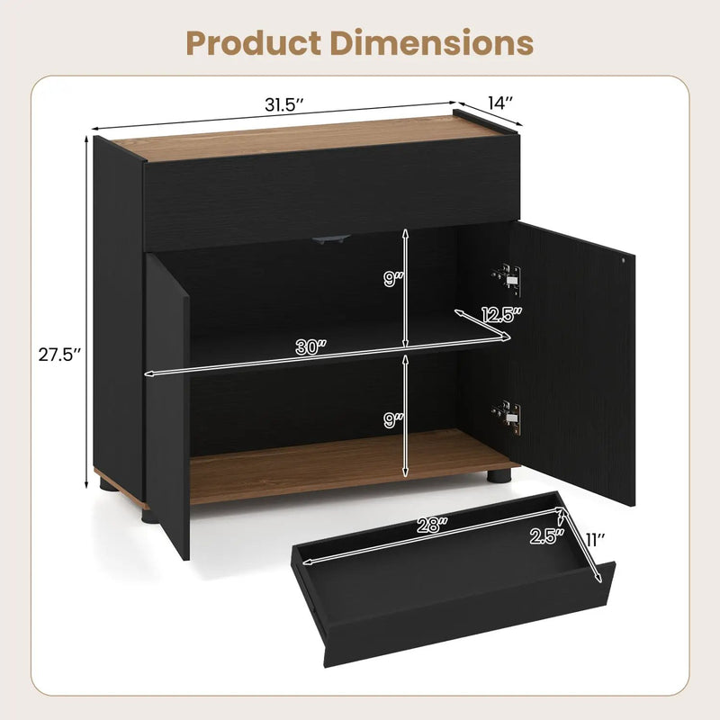 Sideboard Buffet Cabinet with Storage Wooden Kitchen Storage Cabinet-Black by DirectDeals