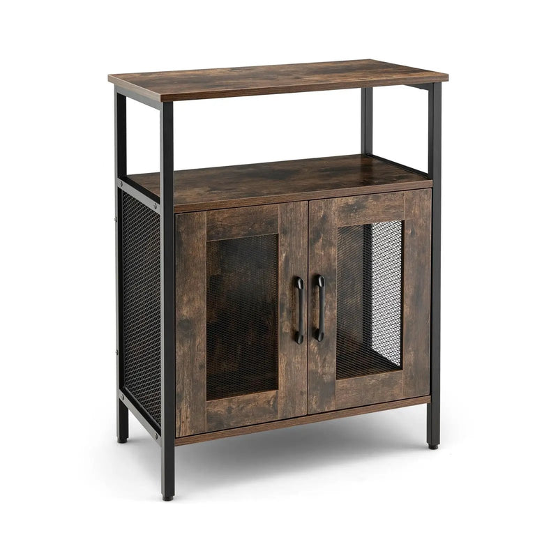 Industrial Sideboard Buffet Cabinet with Removable Wine Rack-Rustic Brown by DirectDeals