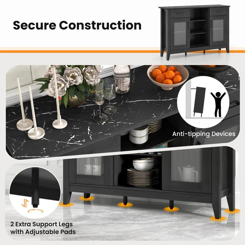 Sideboard Buffet Cabinet with 2 Drawers and 4 Adjustable Shelves by DirectDeals