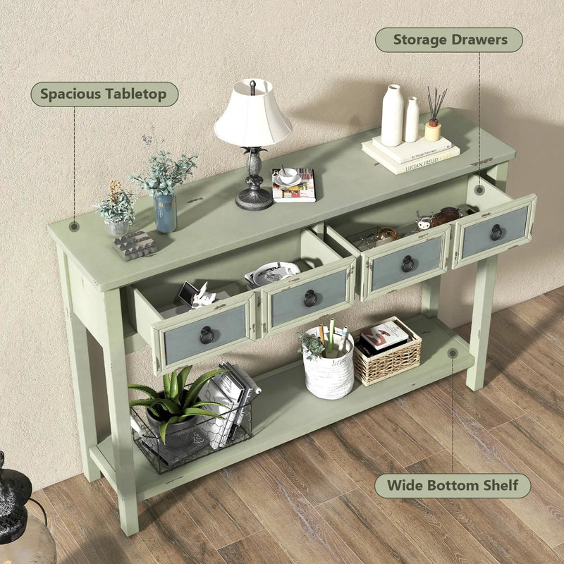 48 Inch Farmhouse Console Table with 2 Drawers and Open Storage Shelf for Hallway by DirectDeals