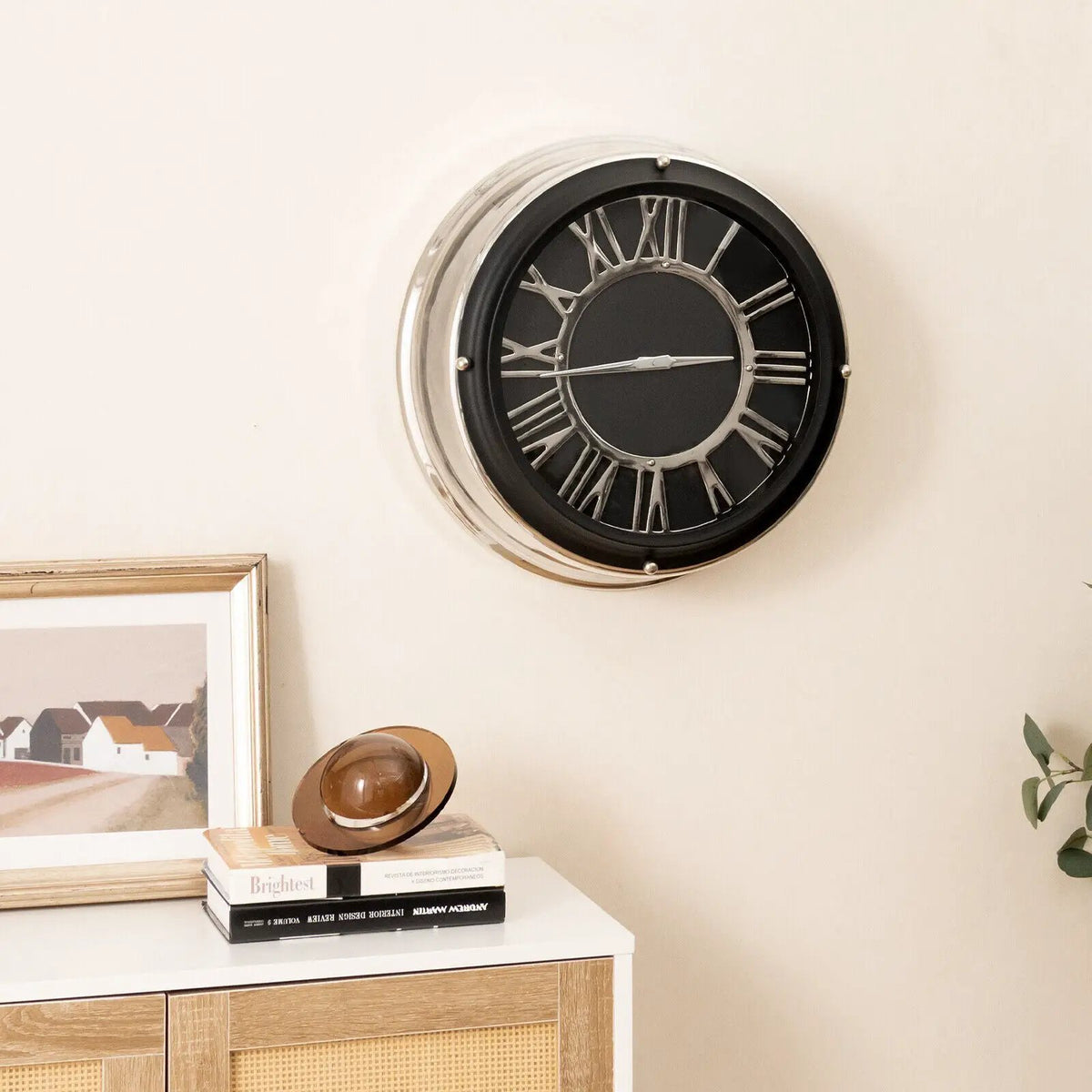 13.5/17.5 Inch Silent Wall Clock with Silver Frame