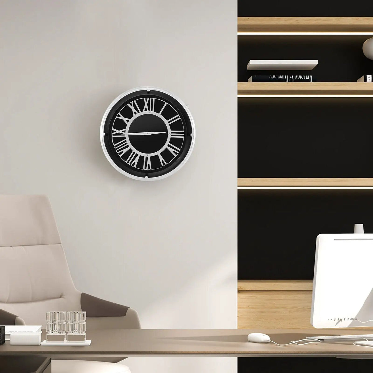 13.5/17.5 Inch Silent Wall Clock with Silver Frame, photo 5 of 9