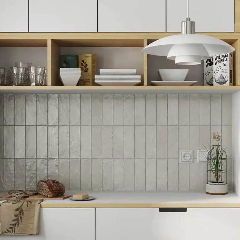 Light Tea Green 2.5x8 Glossy Matte Subway Ceramic Tile (38 pack, 5.38 sq ft/case) by Apollo Tile