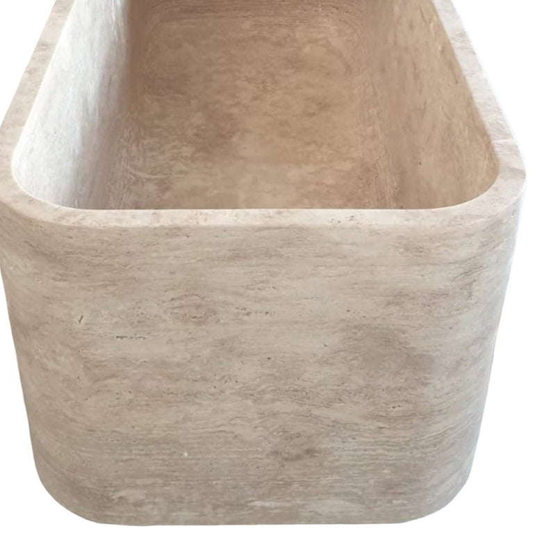 Silver Beige Naturel Stone Rectangular Shape Hand-Carved Unique Travertine Bathtub (W)32" (L)60" (H)22" by GobekDesign