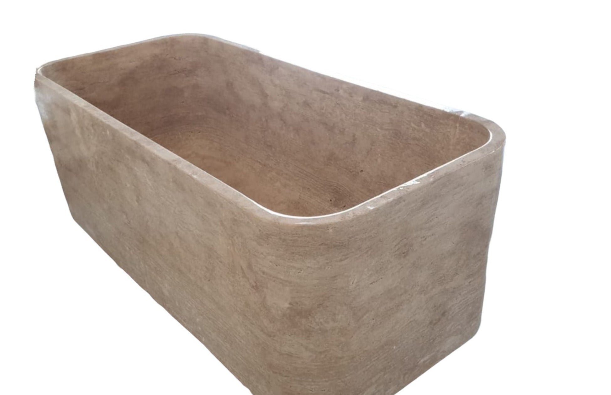 Silver Beige Naturel Stone Rectangular Shape Hand-Carved Unique Travertine Bathtub (W)32" (L)60" (H)22" by GobekDesign