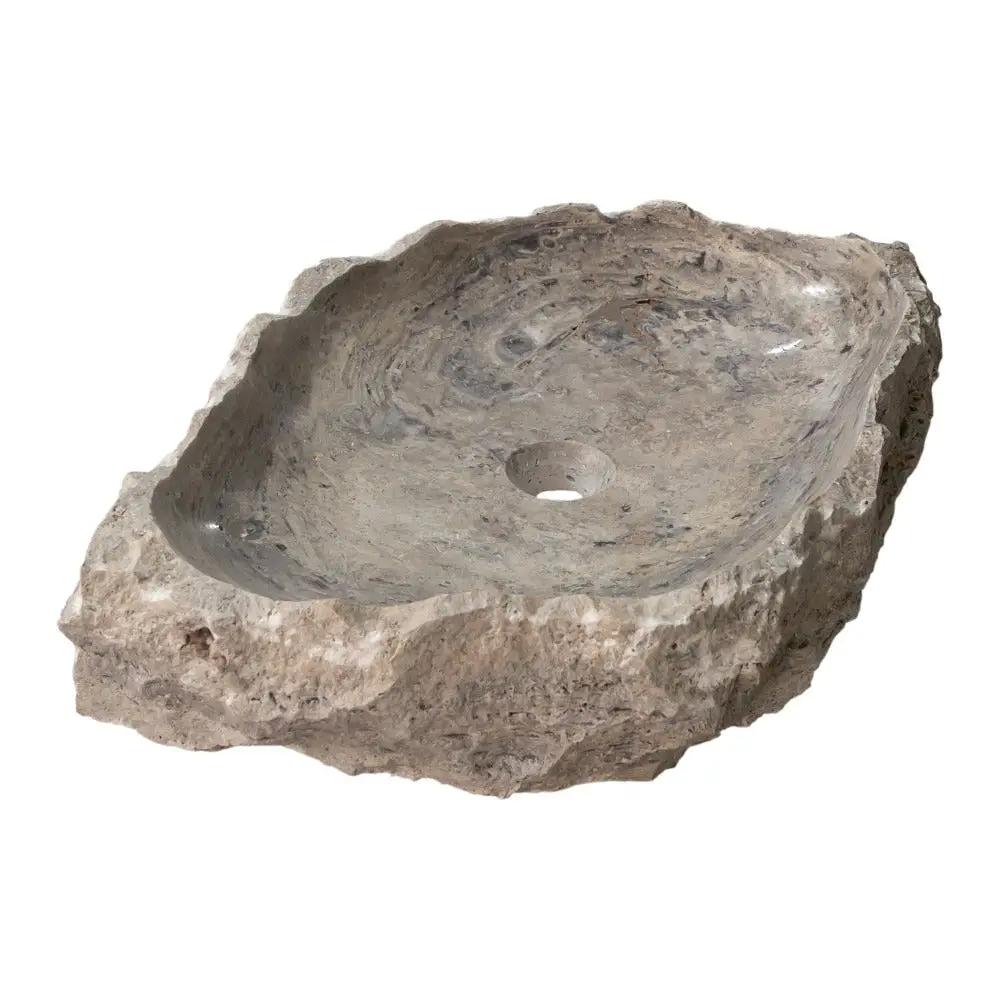 Silver Travertine Rustic Hand Chiseled Vessel Sink - 16x26x5 by GobekDesign