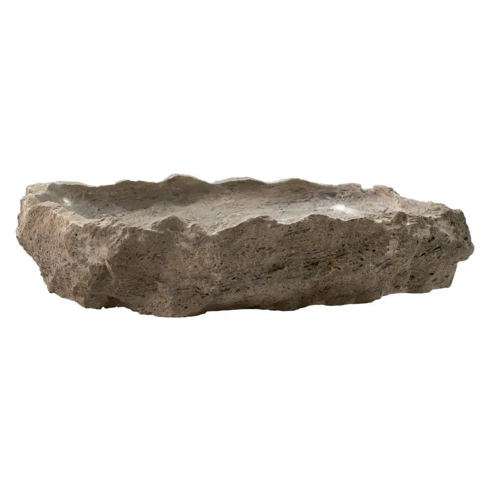 Silver Travertine Rustic Hand Chiseled Vessel Sink - 16x26x5 by GobekDesign