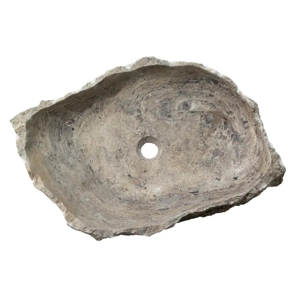 Silver Travertine Rustic Hand Chiseled Vessel Sink - 16x26x5 by GobekDesign