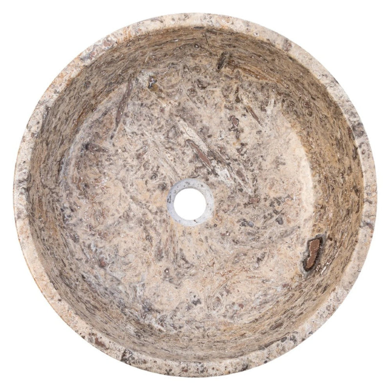 Silver Latte Travertine Natural Stone Vessel Sink Filled and Polished (D)16" (H)5" by GobekDesign
