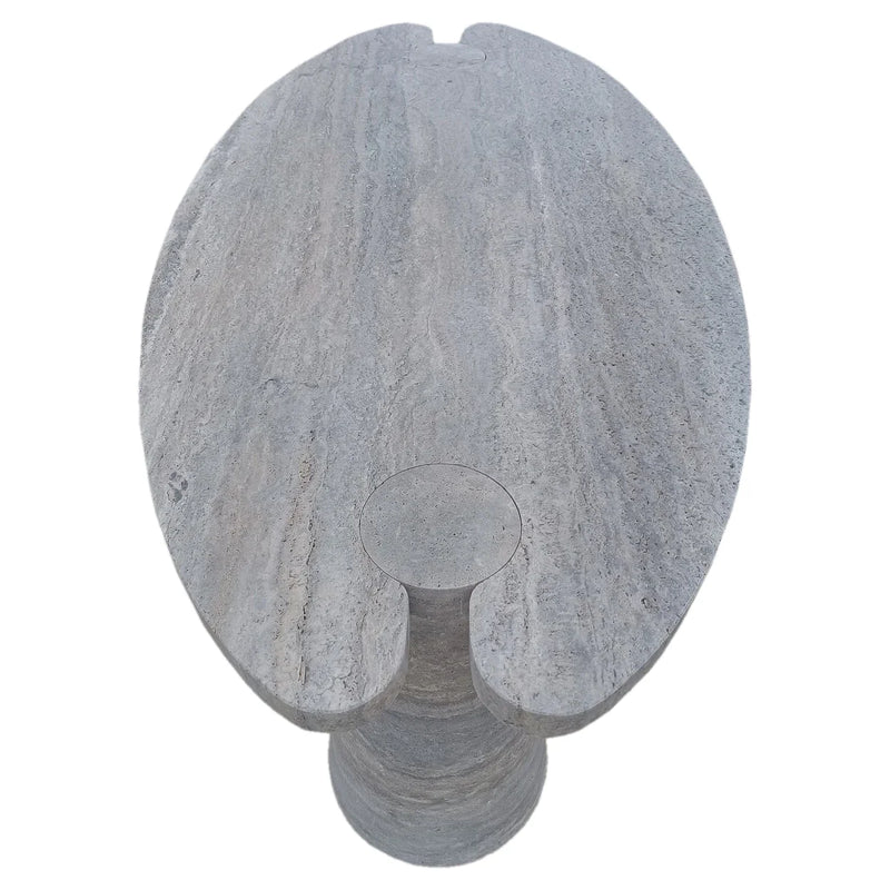 Silver Travertine Vein-cut Coffee Table Conic legs Honed (W)24" (L)48" (H)16" by GobekDesign