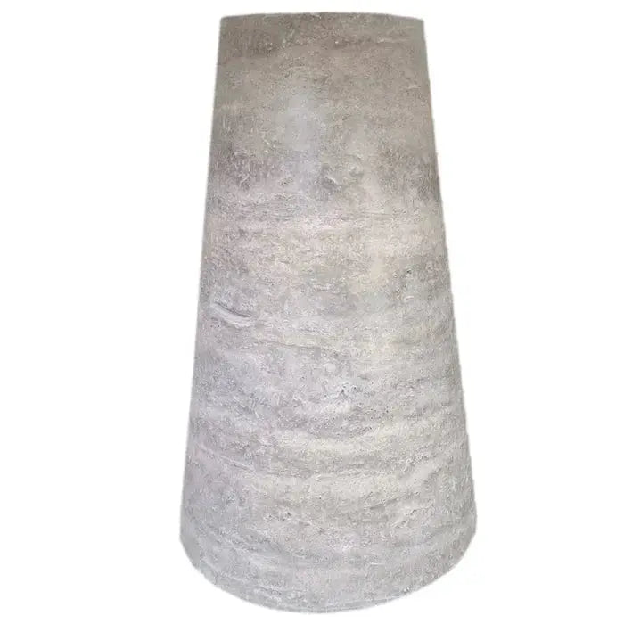 Silver Travertine Vein-Cut Coffee Table with Conic Legs Honed by GobekDesign