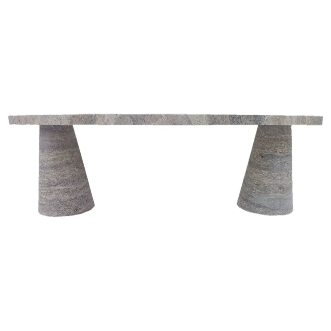 Silver Travertine Vein-cut Coffee Table Conic legs Honed (W)24" (L)48" (H)16" by GobekDesign