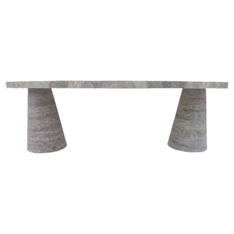 Silver Travertine Vein-cut Coffee Table Conic legs Honed (W)24" (L)48" (H)16" by GobekDesign