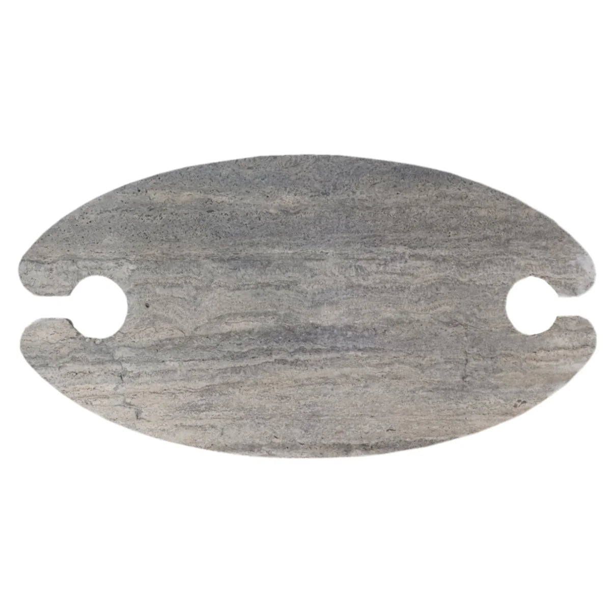 Silver Travertine Vein-cut Coffee Table Conic legs Honed (W)24" (L)48" (H)16" by GobekDesign