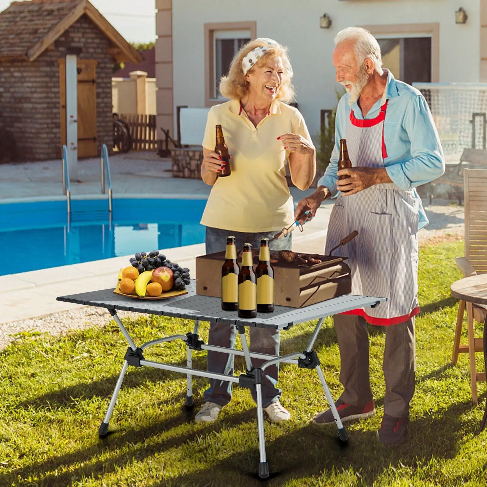 Folding Heavy-Duty Aluminum Camping Table with Carrying Bag by DirectDeals